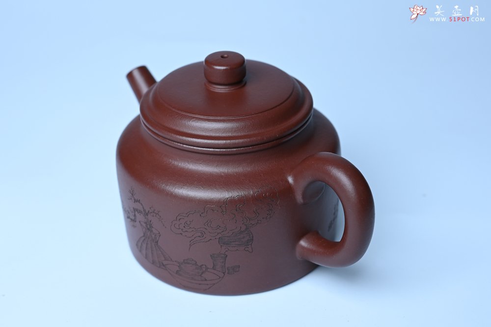 紫砂壶图片：油润黄龙山4号深井红皮龙 全手工德中壶 做工特好 装饰清供图 特文气 - 宜兴紫砂壶网