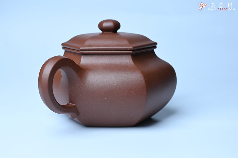 紫砂壶图片：实力派张海艳全手工精工六方仿古壶 气势磅礴 线面挺括平正 - 宜兴紫砂壶网