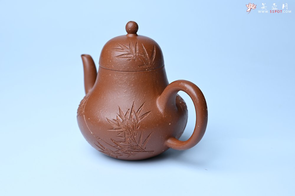 紫砂壶图片：美壶特惠 特好朱泥居不可无竹梨形壶 茶人醉爱 - 宜兴紫砂壶网