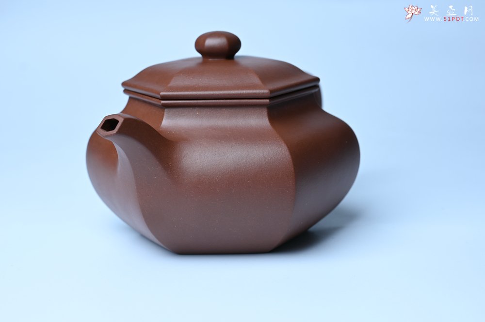 紫砂壶图片：实力派张海艳全手工精工六方仿古壶 气势磅礴 线面挺括平正 - 宜兴紫砂壶网