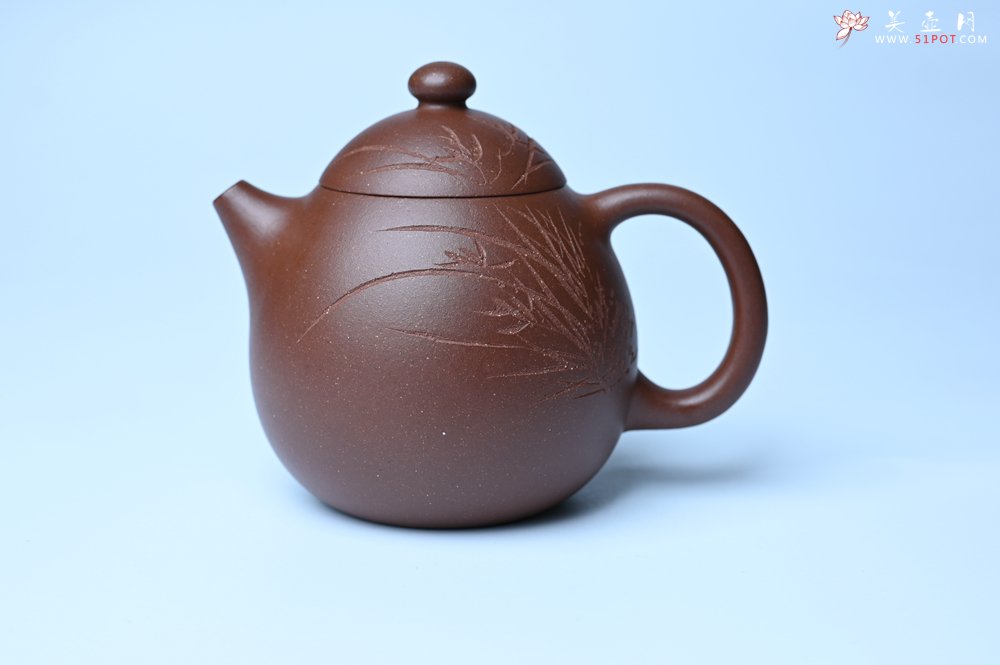 紫砂壶图片：美壶特惠 特好底槽青龙蛋壶 装饰兰草特文气 - 宜兴紫砂壶网