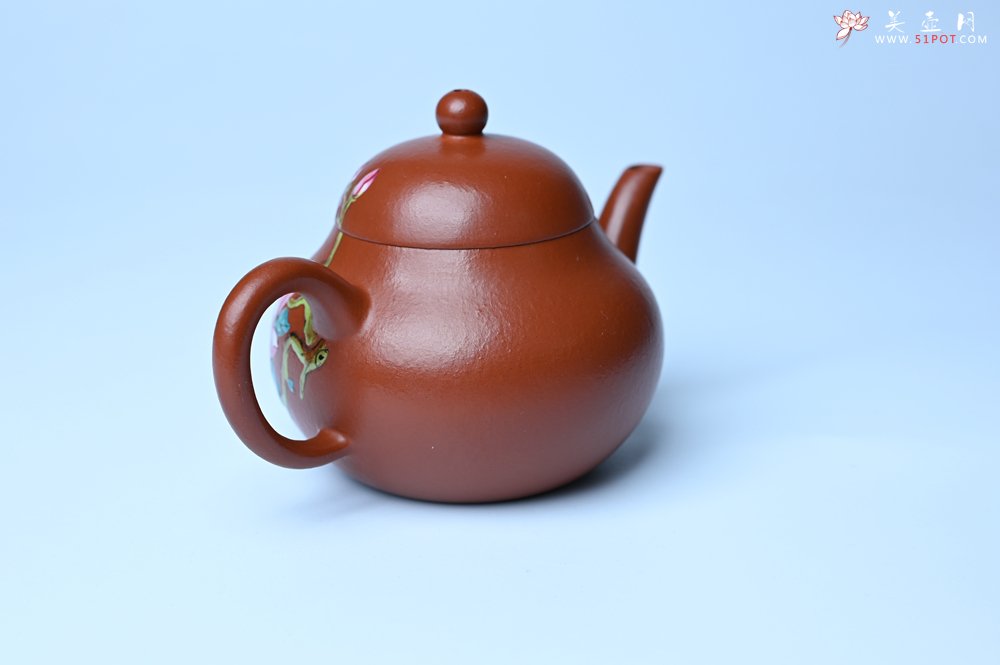 紫砂壶图片：美壶特惠 优质朱泥梨形壶 蝶恋花 茶人醉爱 - 宜兴紫砂壶网