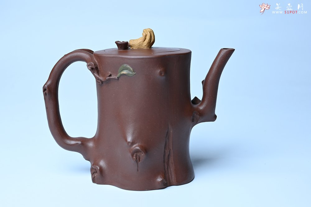 紫砂壶图片：潜力股赵老师 优质紫泥全手工佛手桩紫砂壶 三色帖叶生动 佛手灵动 - 宜兴紫砂壶网