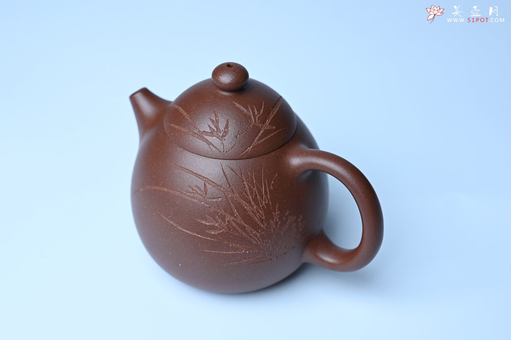 紫砂壶图片：美壶特惠 特好底槽青龙蛋壶 装饰兰草特文气 - 宜兴紫砂壶网