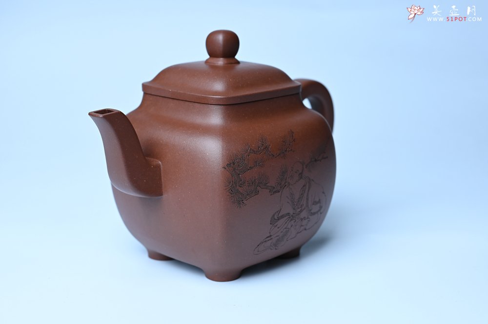 紫砂壶图片：实力派张海艳全手工油润底曹青重器鸣远四方 气势磅礴 用心之作 装饰人物特文气 - 宜兴紫砂壶网