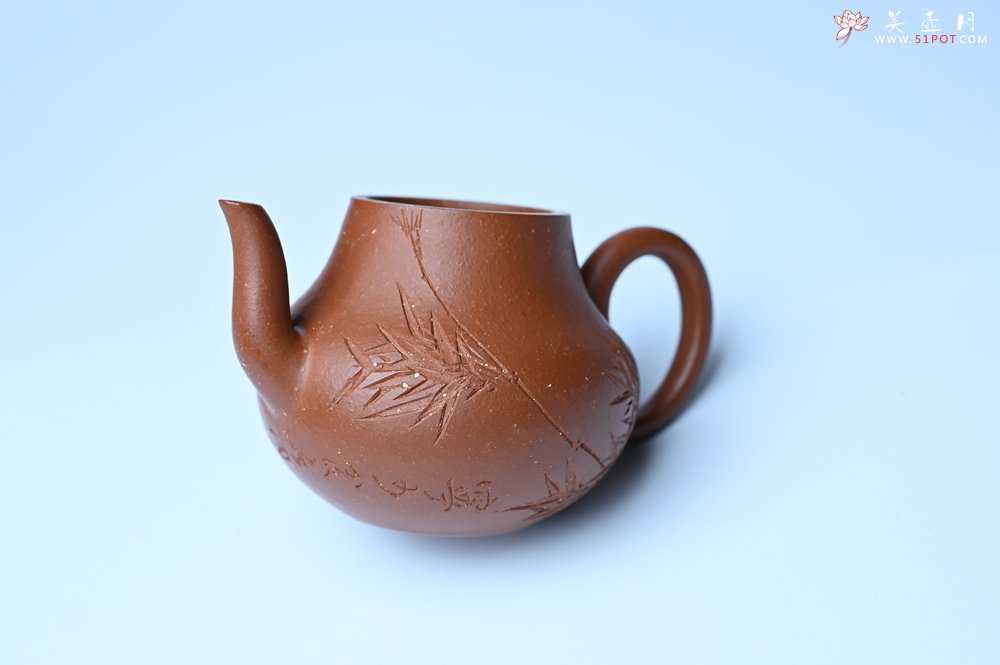 紫砂壶图片：美壶特惠 特好朱泥居不可无竹梨形壶 茶人醉爱 - 宜兴紫砂壶网