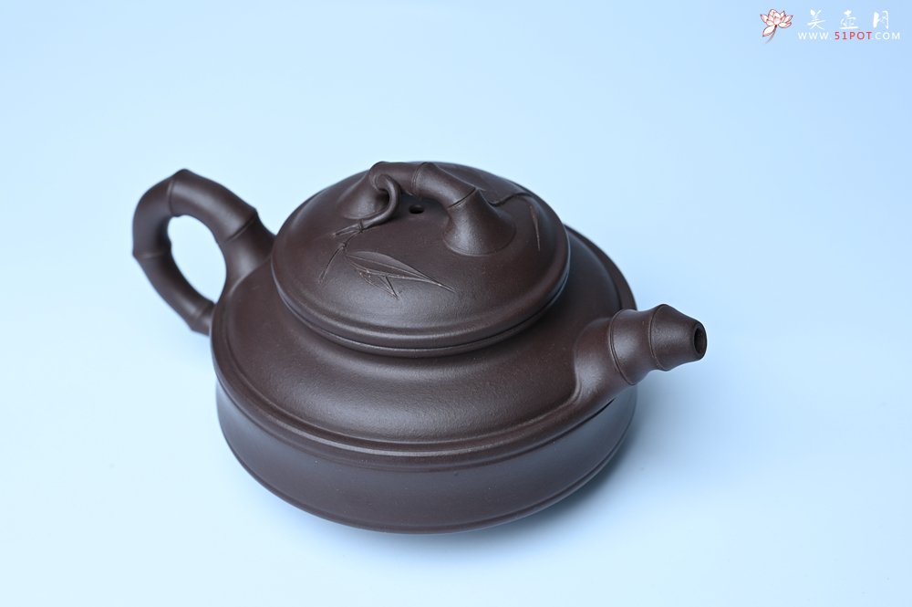 紫砂壶图片：美壶特惠 优质老紫泥双线竹鼓二式 养后特润 - 宜兴紫砂壶网