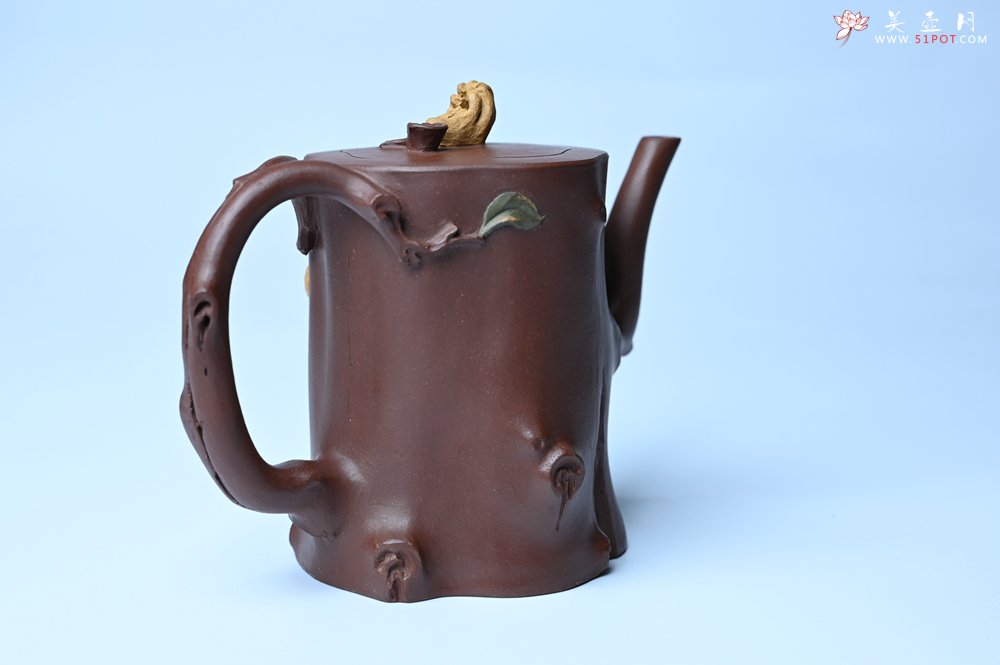 紫砂壶图片：潜力股赵老师 优质紫泥全手工佛手桩紫砂壶 三色帖叶生动 佛手灵动 - 宜兴紫砂壶网