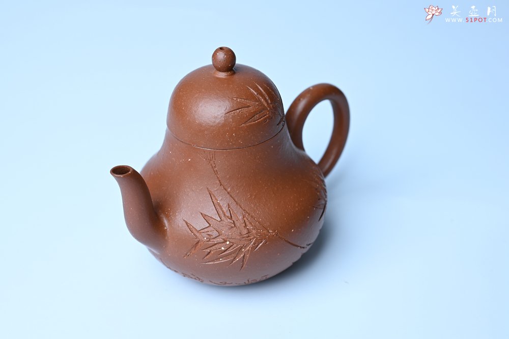 紫砂壶图片：美壶特惠 特好朱泥居不可无竹梨形壶 茶人醉爱 - 宜兴紫砂壶网