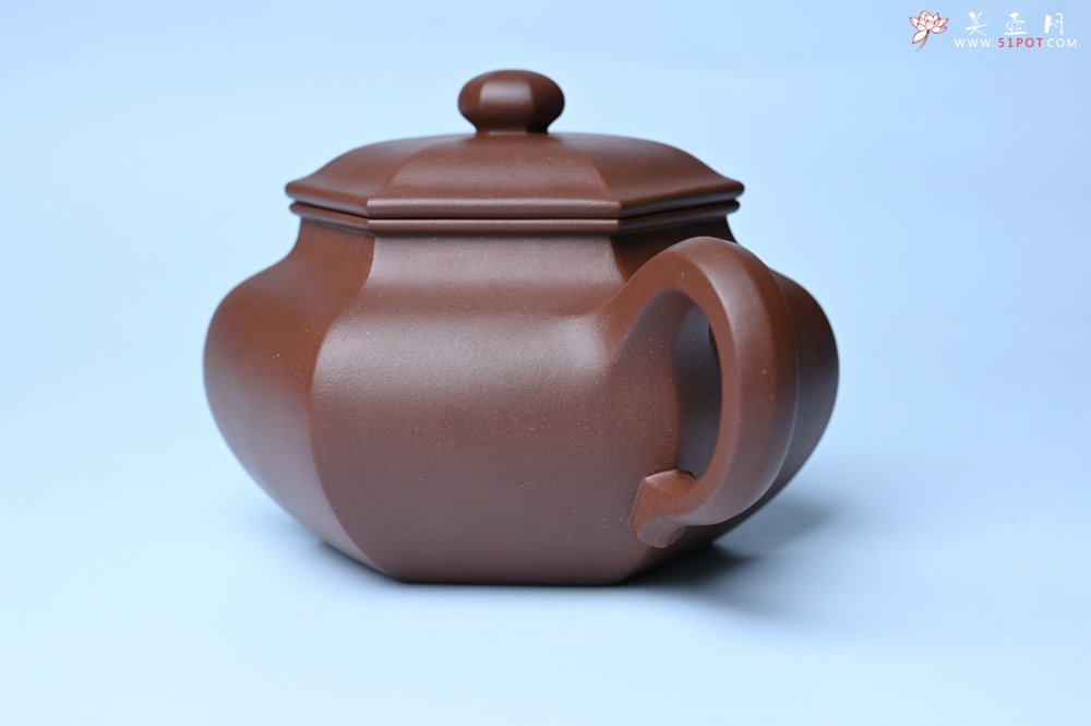 紫砂壶图片：实力派张海艳全手工精工六方仿古壶 气势磅礴 线面挺括平正 - 宜兴紫砂壶网