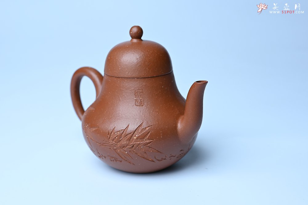 紫砂壶图片：美壶特惠 特好朱泥居不可无竹梨形壶 茶人醉爱 - 宜兴紫砂壶网