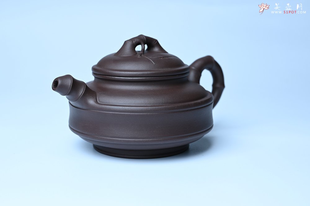 紫砂壶图片：美壶特惠 优质老紫泥双线竹鼓二式 养后特润 - 宜兴紫砂壶网