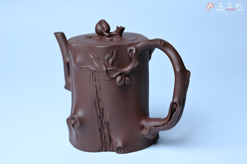紫砂壶图片：潜力股赵老师 全手工秀雅桃桩 肌理自然生动 - 宜兴紫砂壶网