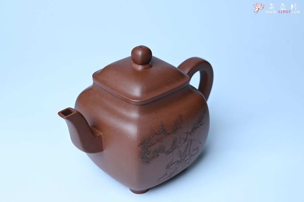 紫砂壶图片：实力派张海艳全手工油润底曹青重器鸣远四方 气势磅礴 用心之作 装饰人物特文气 - 宜兴紫砂壶网