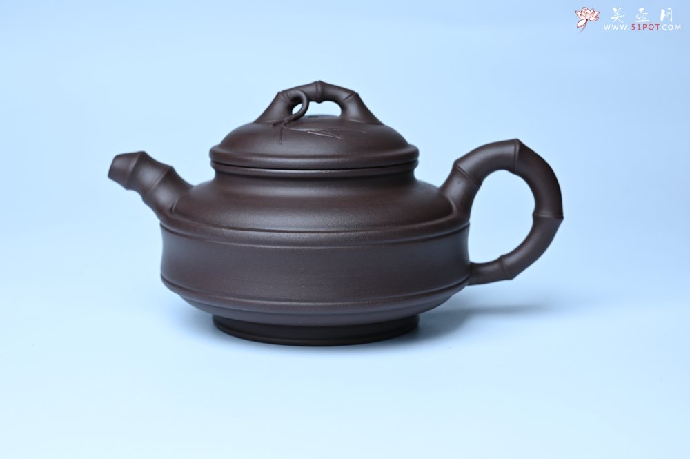 紫砂壶图片：美壶特惠 优质老紫泥双线竹鼓二式 养后特润 - 宜兴紫砂壶网