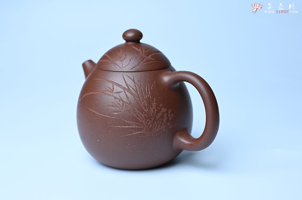 紫砂壶图片：美壶特惠 特好底槽青龙蛋壶 装饰兰草特文气 - 宜兴紫砂壶网