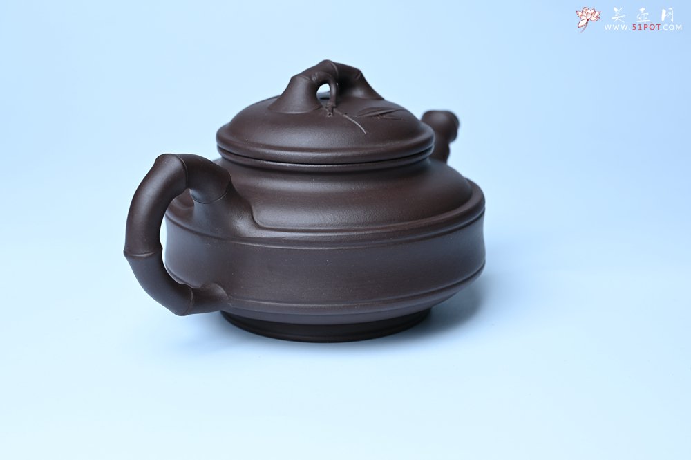 紫砂壶图片：美壶特惠 优质老紫泥双线竹鼓二式 养后特润 - 宜兴紫砂壶网