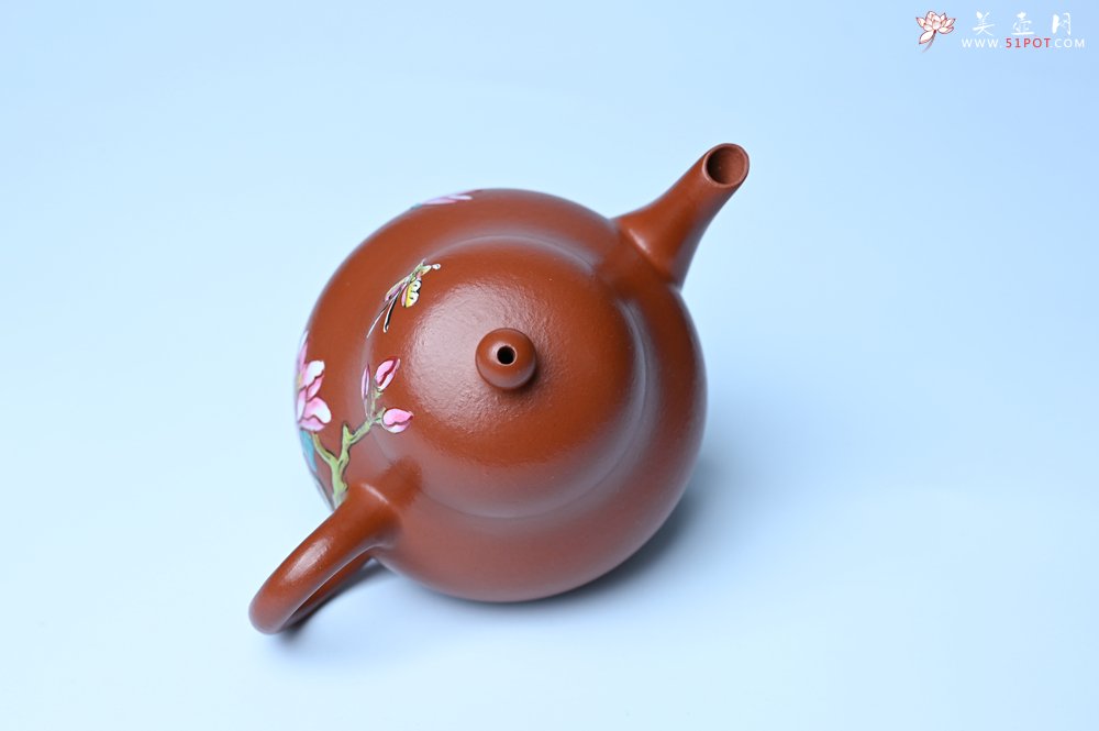 紫砂壶图片：美壶特惠 优质朱泥梨形壶 蝶恋花 茶人醉爱 - 宜兴紫砂壶网