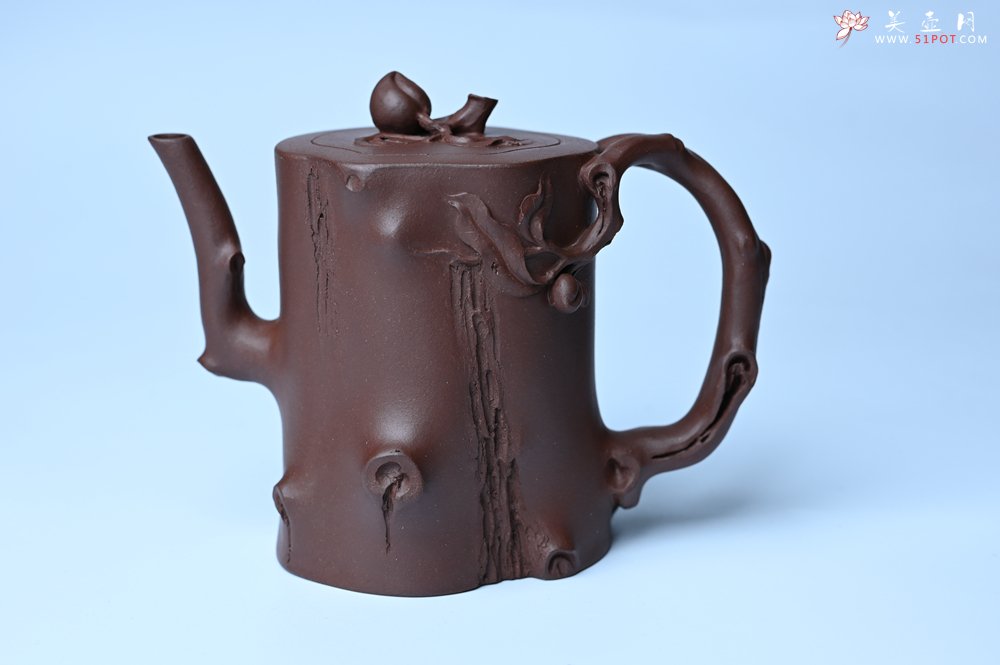 紫砂壶图片：潜力股赵老师 全手工秀雅桃桩 肌理自然生动 - 宜兴紫砂壶网