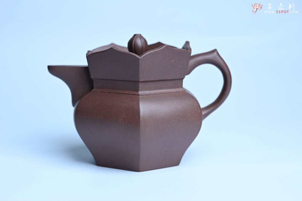紫砂壶图片：摹古时大彬 优质调砂老紫泥全手工镶片僧帽壶 难度大 古韵悠悠 愈养迷人 - 宜兴紫砂壶网
