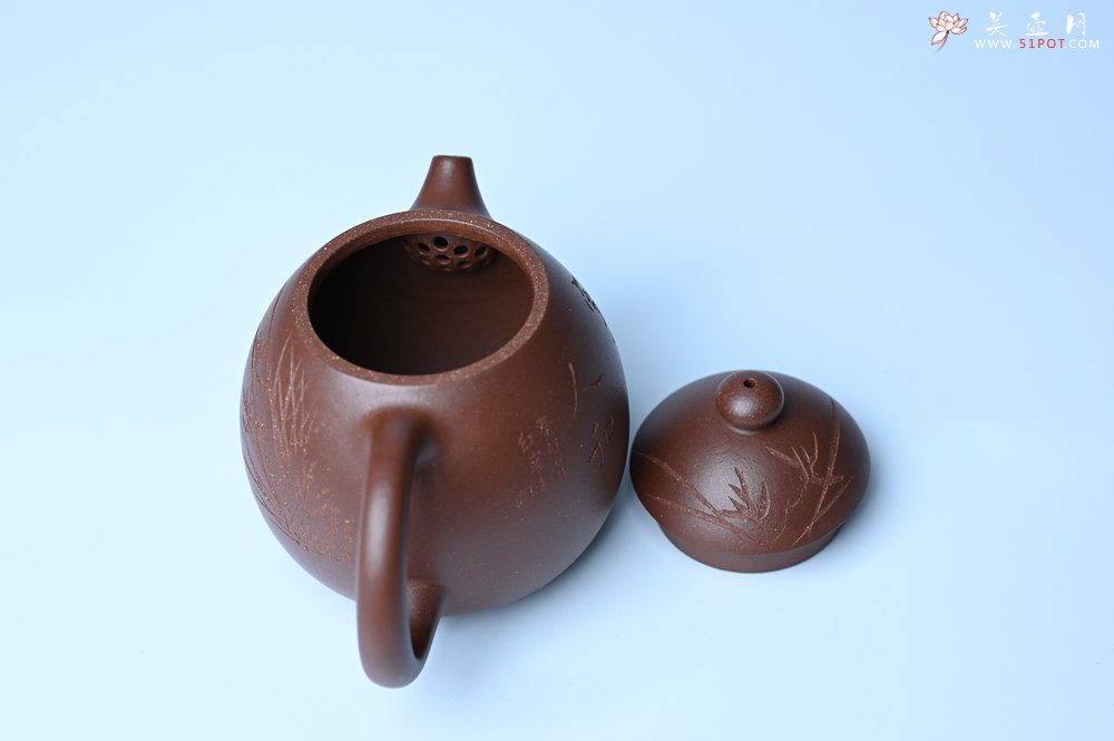 紫砂壶图片：美壶特惠 特好底槽青龙蛋壶 装饰兰草特文气 - 宜兴紫砂壶网