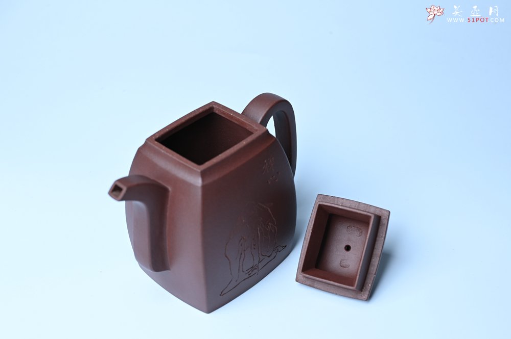 紫砂壶图片：全手工精致汉方壶 清池皓月照禅心 禅意浓浓 - 宜兴紫砂壶网