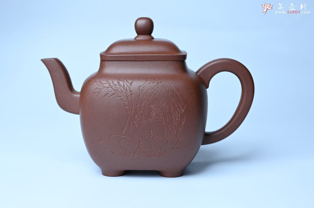 紫砂壶图片：实力派张海艳全手工油润底曹青重器鸣远四方 气势磅礴 用心之作 装饰人物特文气 - 宜兴紫砂壶网