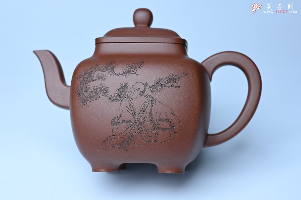 紫砂壶图片：实力派张海艳全手工油润底曹青重器鸣远四方 气势磅礴 用心之作 装饰人物特文气 - 宜兴紫砂壶网