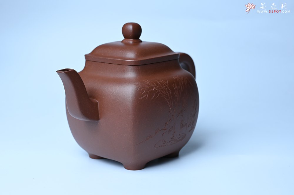 紫砂壶图片：实力派张海艳全手工油润底曹青重器鸣远四方 气势磅礴 用心之作 装饰人物特文气 - 宜兴紫砂壶网