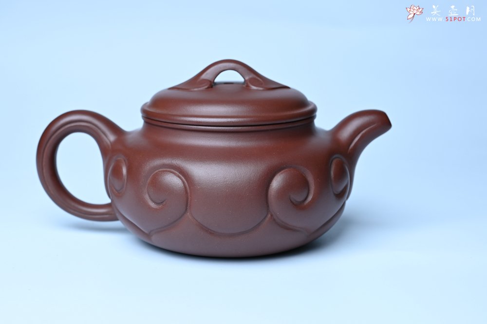 紫砂壶图片：美壶特惠 精致紫泥仿古如意壶 茶人醉爱 - 宜兴紫砂壶网