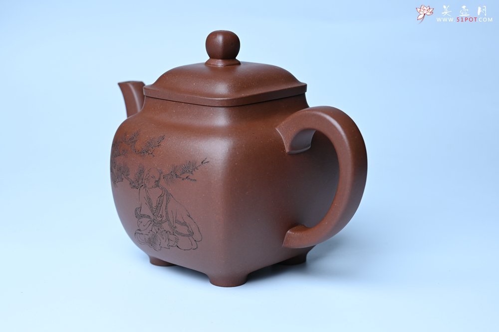 紫砂壶图片：实力派张海艳全手工油润底曹青重器鸣远四方 气势磅礴 用心之作 装饰人物特文气 - 宜兴紫砂壶网