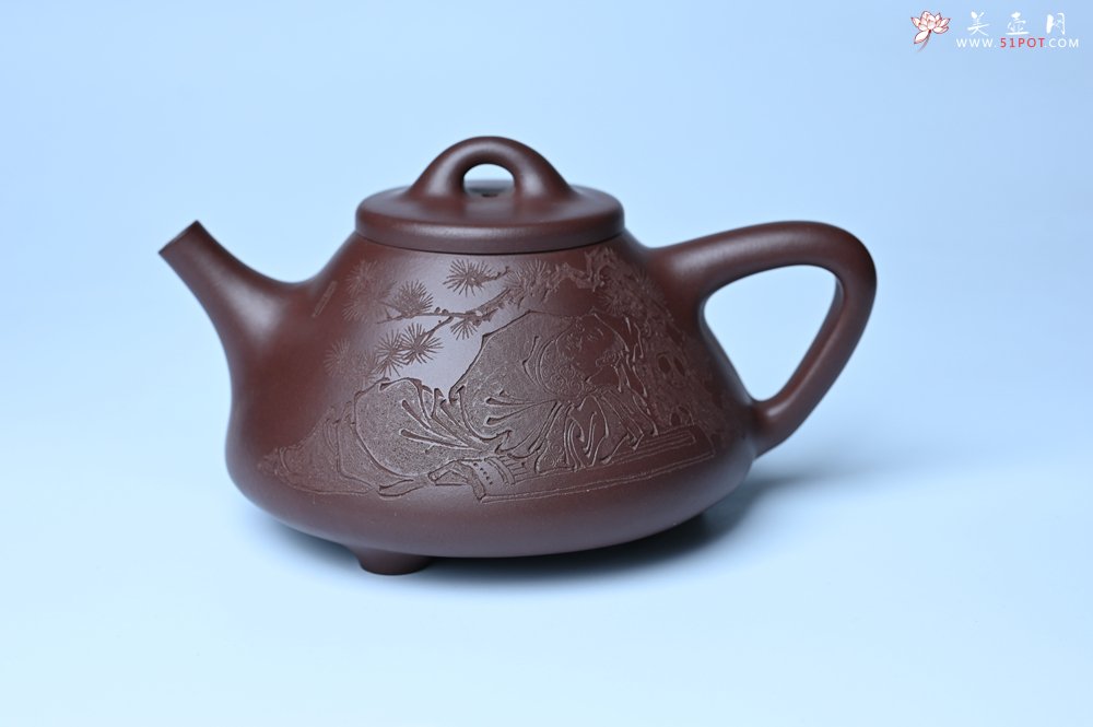 紫砂壶图片：潜力股周小培 特好全手工底槽清子冶石瓢 此是诗仙坡老作 与君同试雨前茶 - 宜兴紫砂壶网