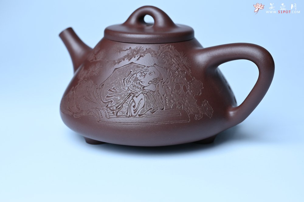 紫砂壶图片：潜力股周小培 特好全手工底槽清子冶石瓢 此是诗仙坡老作 与君同试雨前茶 - 宜兴紫砂壶网