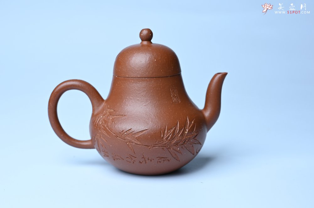 紫砂壶图片：美壶特惠 特好朱泥居不可无竹梨形壶 茶人醉爱 - 宜兴紫砂壶网