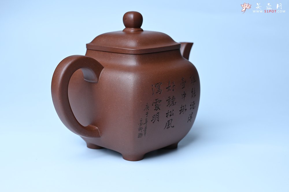 紫砂壶图片：实力派张海艳全手工油润底曹青重器鸣远四方 气势磅礴 用心之作 装饰人物特文气 - 宜兴紫砂壶网