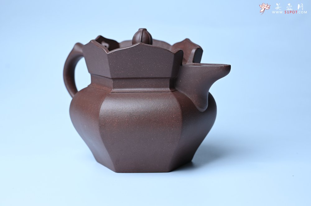 紫砂壶图片：摹古时大彬 优质调砂老紫泥全手工镶片僧帽壶 难度大 古韵悠悠 愈养迷人 - 宜兴紫砂壶网