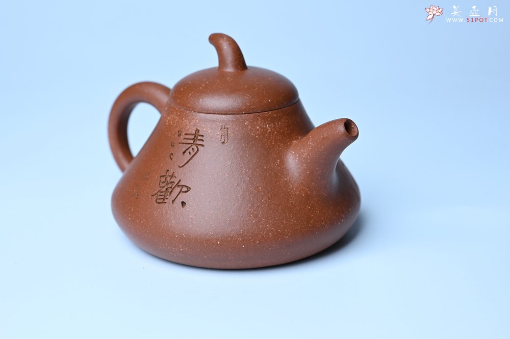 紫砂壶图片：美壶特惠 潜力股王老师 全手工拍打成型茄瓢壶 装饰枯枝鸟 特文气 - 宜兴紫砂壶网