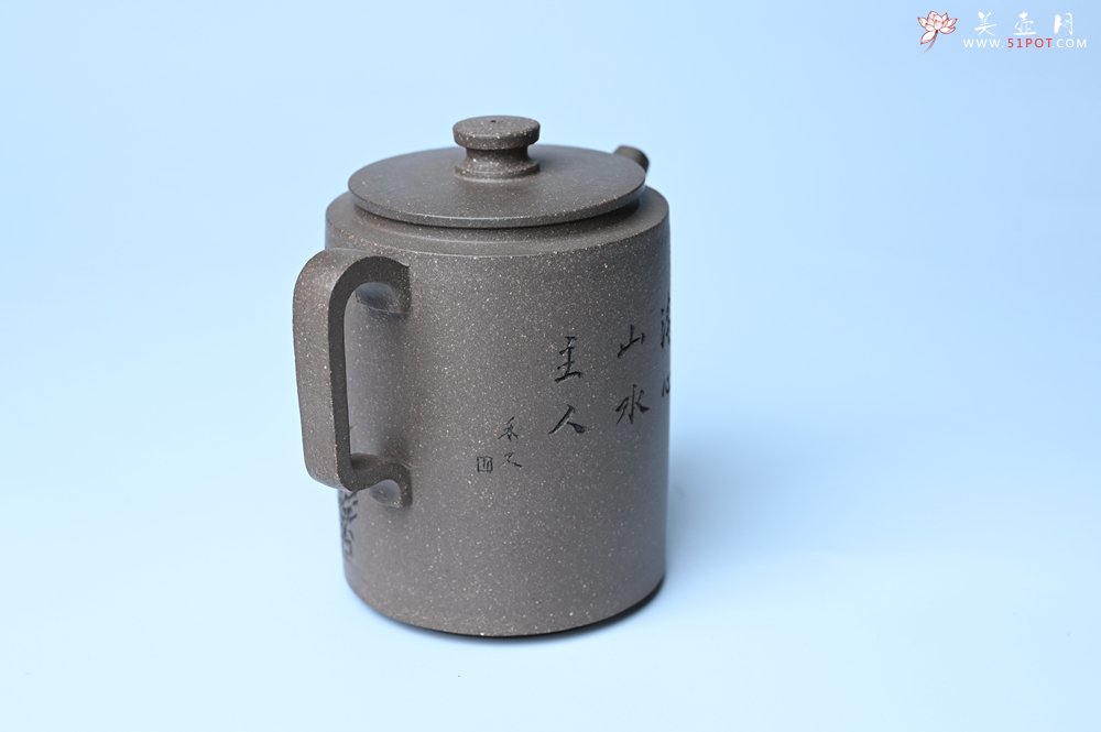 紫砂壶图片：美壶特惠 蠡墅大水潭深井老天青泥 精致圆础壶 装饰山水 茶人醉爱 - 宜兴紫砂壶网