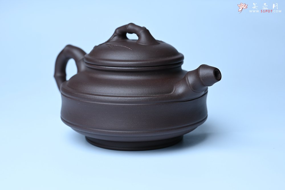 紫砂壶图片：美壶特惠 优质老紫泥双线竹鼓二式 养后特润 - 宜兴紫砂壶网