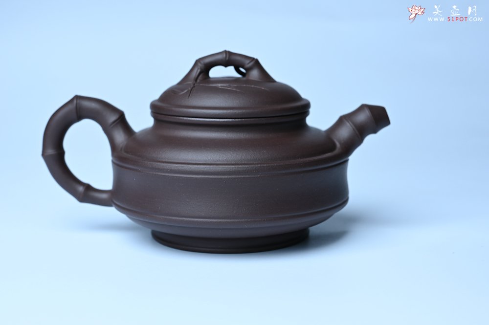 紫砂壶图片：美壶特惠 优质老紫泥双线竹鼓二式 养后特润 - 宜兴紫砂壶网