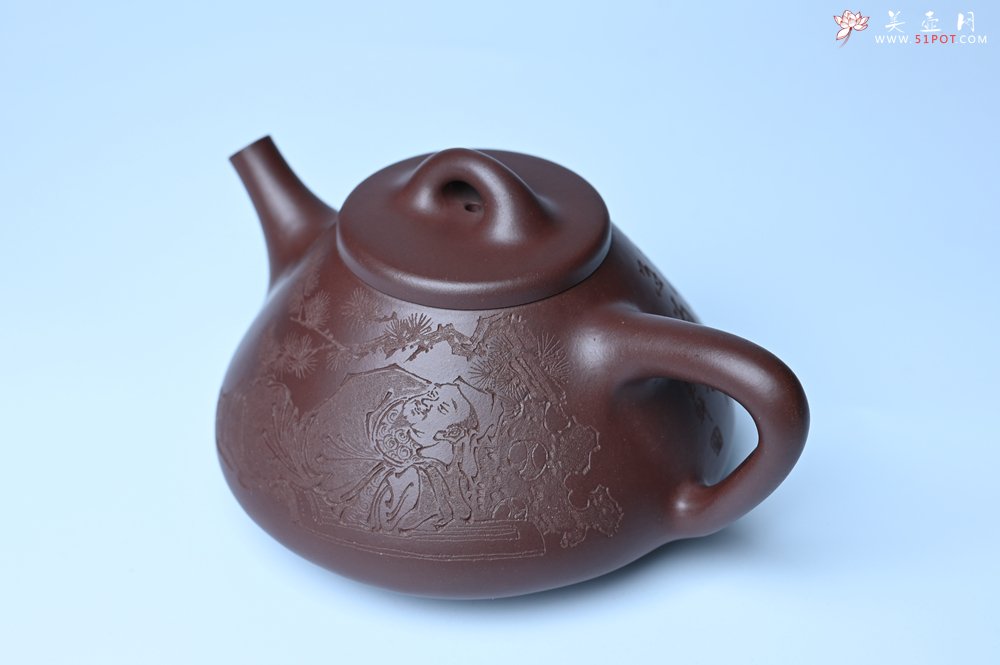 紫砂壶图片：潜力股周小培 特好全手工底槽清子冶石瓢 此是诗仙坡老作 与君同试雨前茶 - 宜兴紫砂壶网