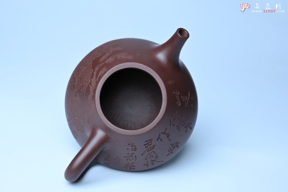 紫砂壶图片：潜力股周小培 特好全手工底槽清子冶石瓢 此是诗仙坡老作 与君同试雨前茶 - 宜兴紫砂壶网