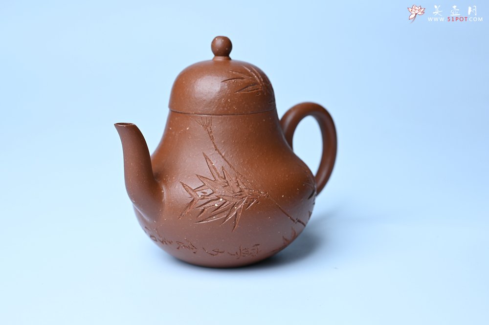 紫砂壶图片：美壶特惠 特好朱泥居不可无竹梨形壶 茶人醉爱 - 宜兴紫砂壶网