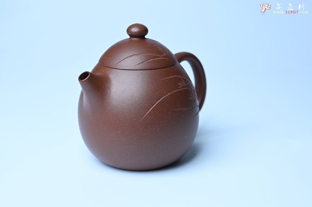紫砂壶图片：美壶特惠 特好底槽青龙蛋壶 装饰兰草特文气 - 宜兴紫砂壶网