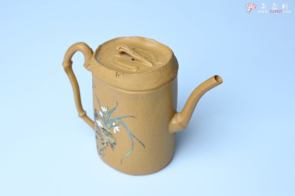 紫砂壶图片：美壶特惠 黄金段泥全手工君竹壶 茶人醉爱 - 宜兴紫砂壶网