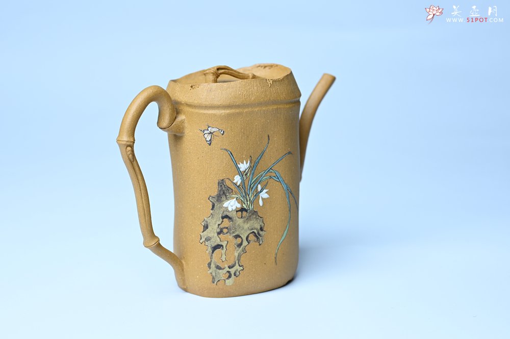 紫砂壶图片：美壶特惠 黄金段泥全手工君竹壶 茶人醉爱 - 宜兴紫砂壶网