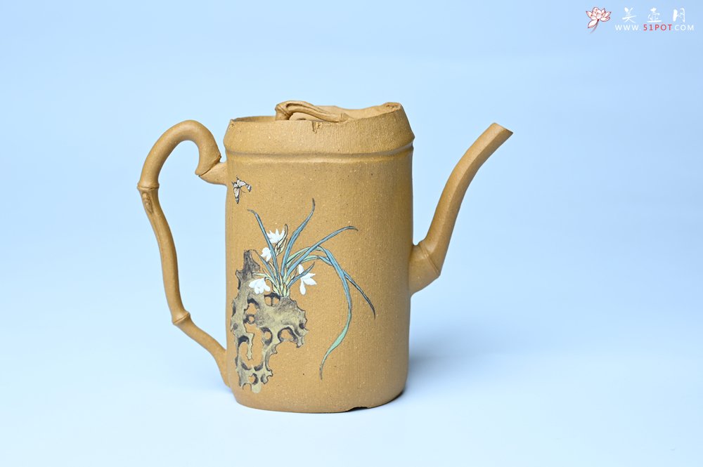 紫砂壶图片：美壶特惠 黄金段泥全手工君竹壶 茶人醉爱 - 宜兴紫砂壶网