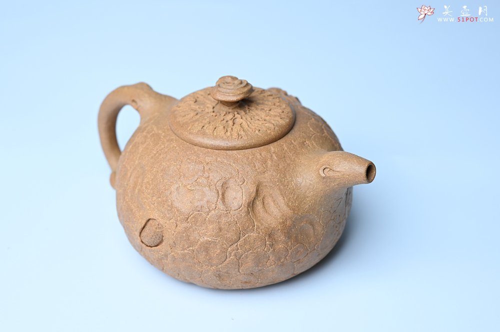 紫砂壶图片：潜力股赵老师实力演绎全手工老黄段泥灵芝游龙供春壶 游龙传福 不失为一把好壶 - 宜兴紫砂壶网