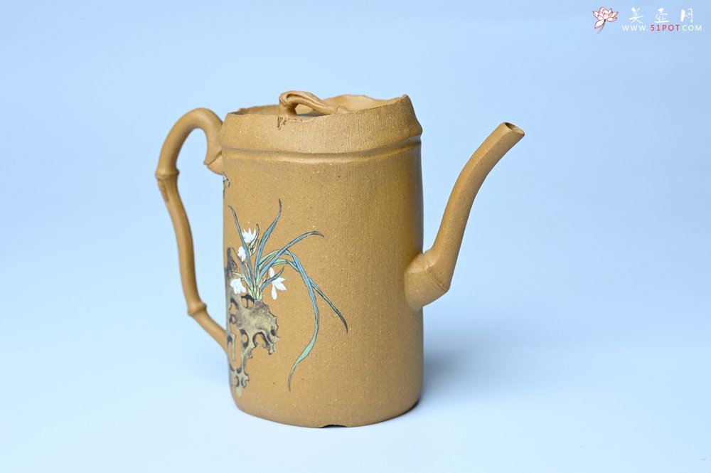 紫砂壶图片：美壶特惠 黄金段泥全手工君竹壶 茶人醉爱 - 宜兴紫砂壶网