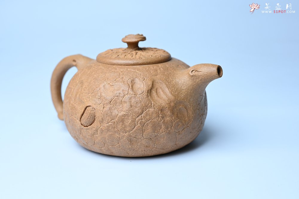 紫砂壶图片：潜力股赵老师实力演绎全手工老黄段泥灵芝游龙供春壶 游龙传福 不失为一把好壶 - 宜兴紫砂壶网